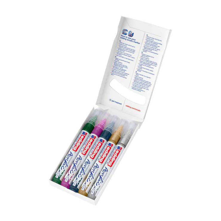 Marcador acrílico cuantore Edding Metallic, 5 PC.