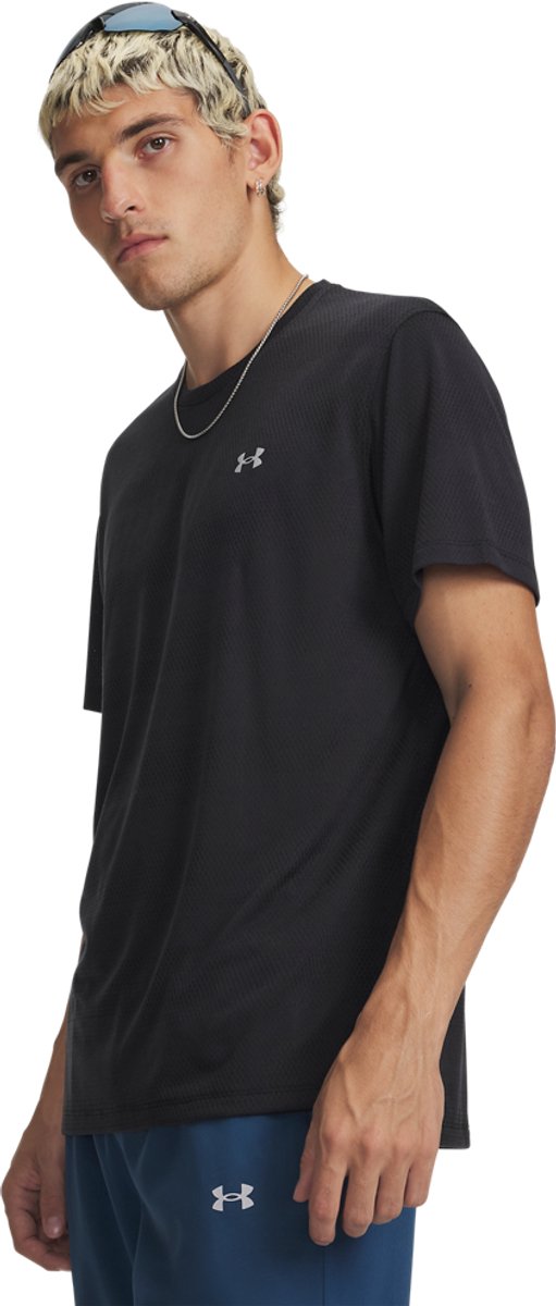 Under armour ua velociti ss-blk heren sportshirt - zwart - reflecterend