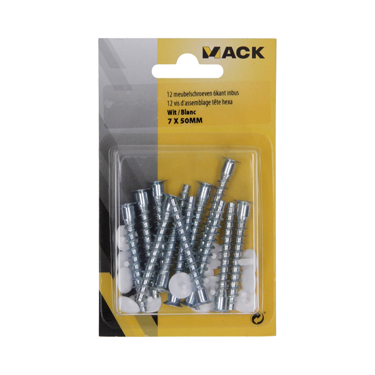Mack 1075810 - 12 viti per mobili esagonale a 6 facce 7 x 50 mm | 10 pezzi