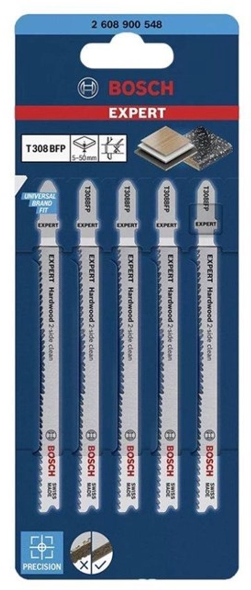 Serie Expert Bosch - lama per seghetto alternativo - 2 lati puliti - t308bfp - legno e laminato