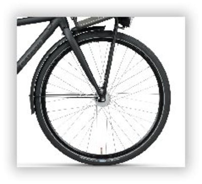Ruota anteriore Batavus 28 nera 36g. cerchio con dinamo al mozzo (2.4w