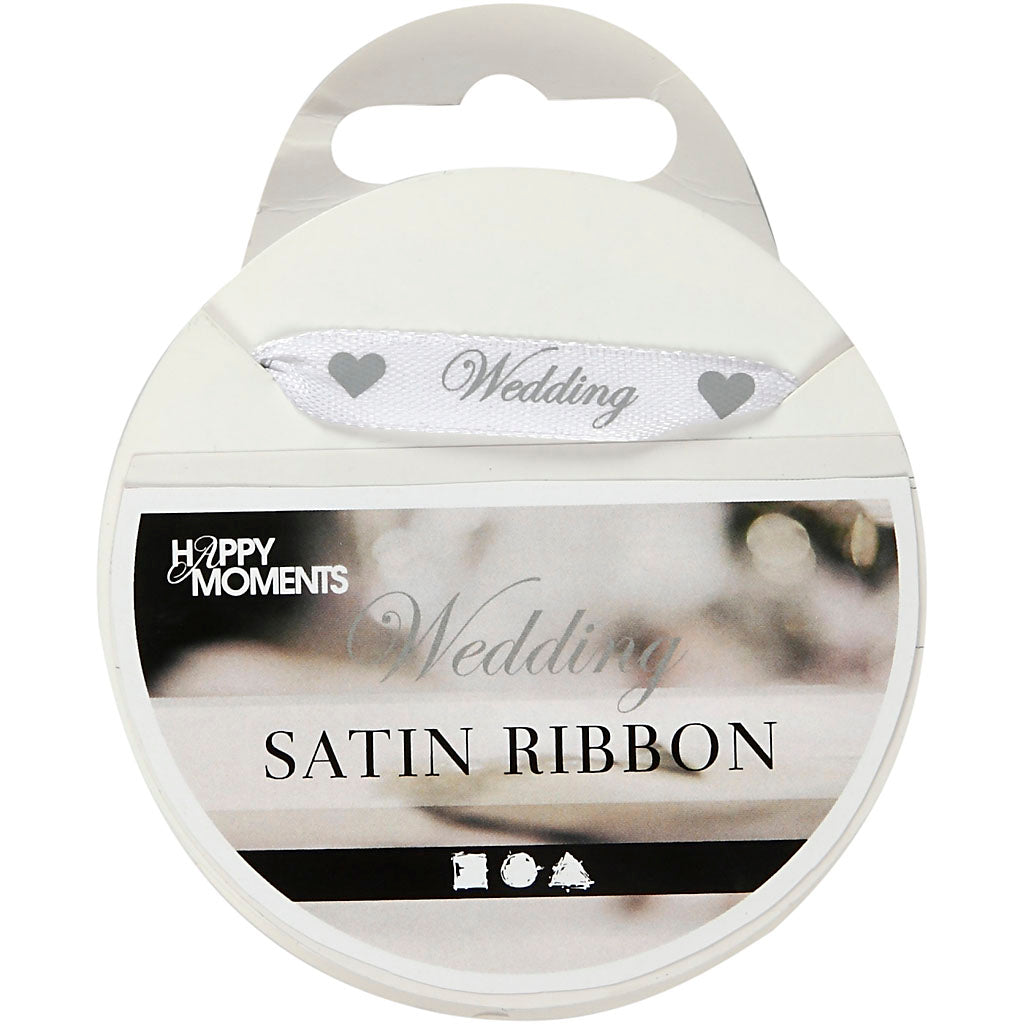 Nastro di raso Creative Company, l: 10 mm, bianco, 8 m 1 rotolo