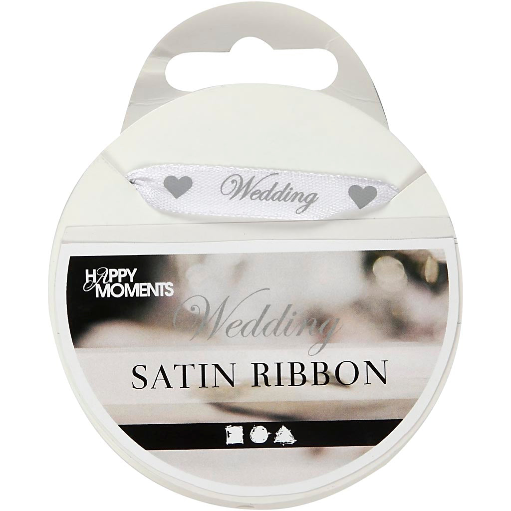 Nastro di raso Creative Company, l: 10 mm, bianco, 8 m 1 rotolo