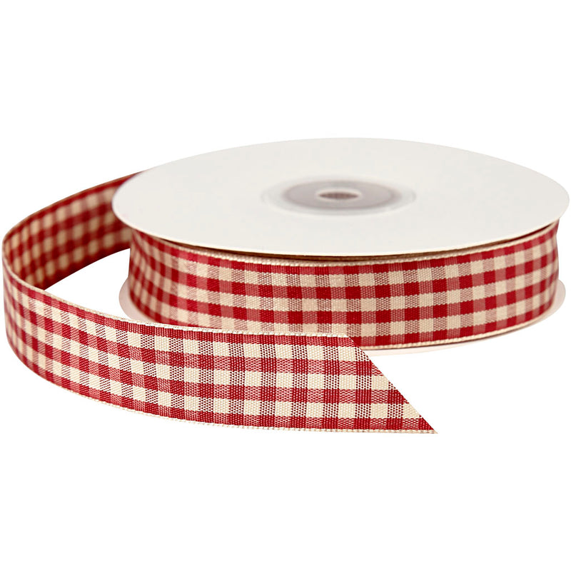 Creativ company http: www.cchobby.nl geruit-lint-b-20-mm-antiek-rood-wit-25-m-1-rol
