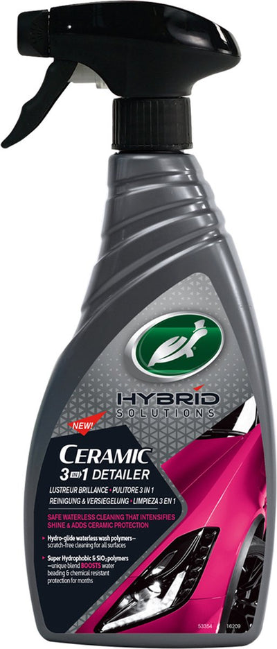 Turtle Wax HS Ceramic 3en1 Detailer - Limpieza Segura Sin Agua - Para Mantener La Pintura - Intensifica El Brillo - Uso Rutinario - 500ml