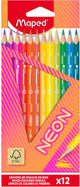 Matite colorate neon triangolari Maped Office Maped, astuccio da 6 pezzi