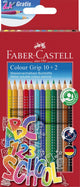 Faber-castell colored pencils - with grip - set 10+2 pieces - fc-201585