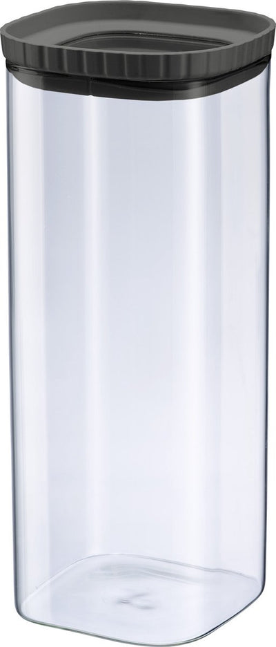 Barattolo in vetro Westmark con coperchio in silicone - pratico barattolo con coperchio, ideale per conservare pasta, spezie, tè, dolci e molto altro, quadrato, impilabile - 2.230 ml
