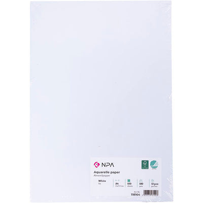Papel de acuarela, A4, 180 Gr, blanco, 100 hojas 1 caja