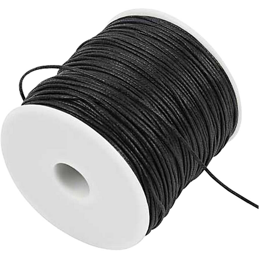 Cordón de algodón de Creativ Company, espesor 1 mm, negro, 100 m 1 caja
