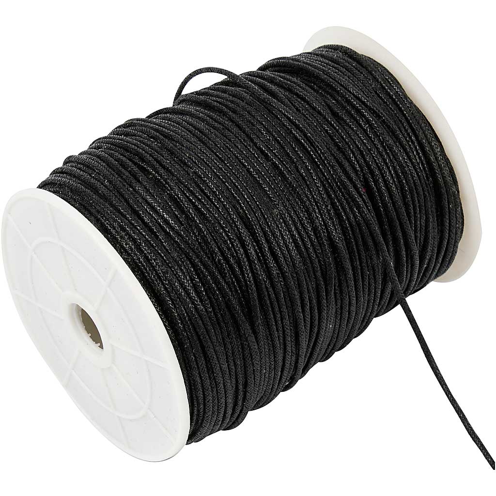 Cordón de algodón de Creativ Company, espesor de 2 mm, negro, 100 m 1 caja