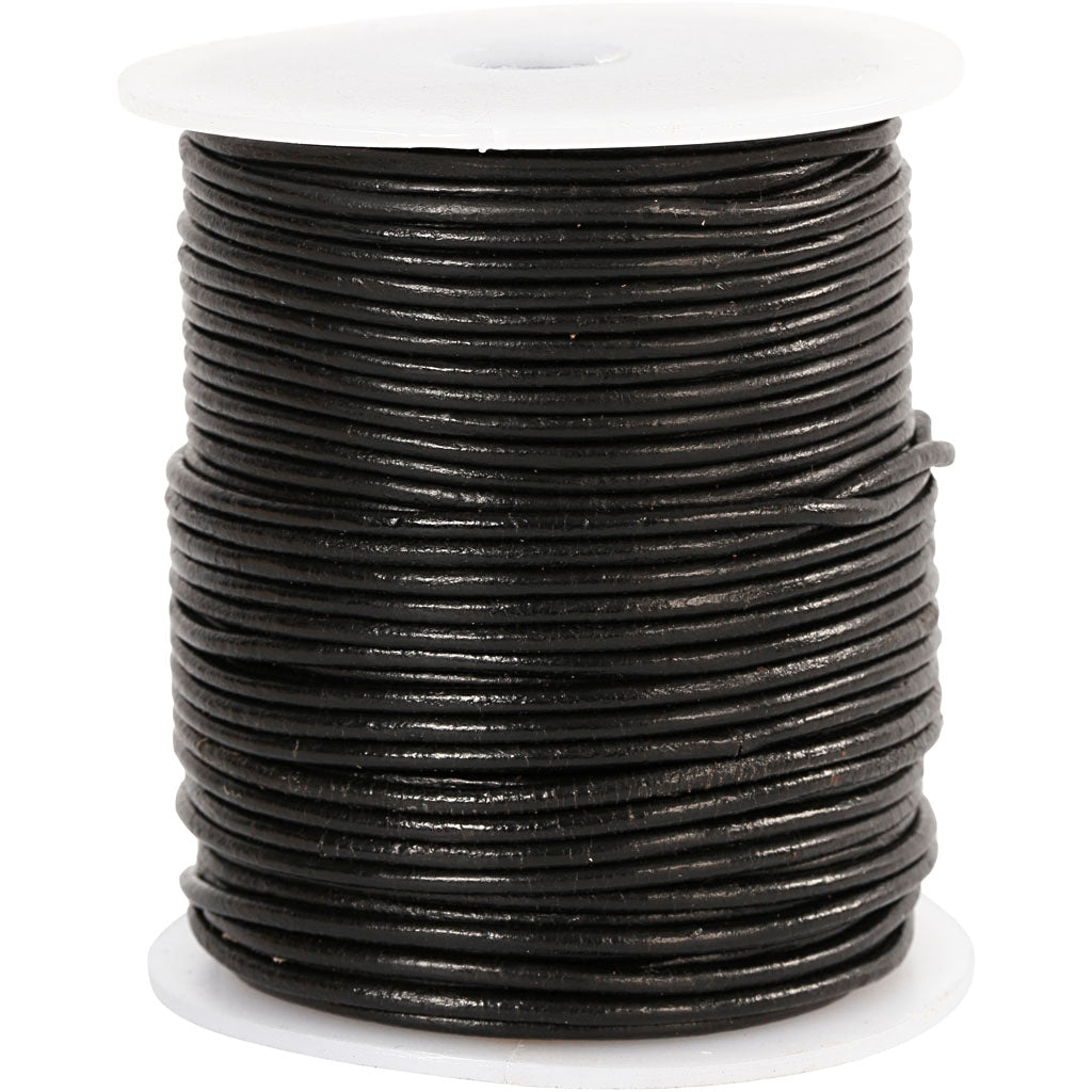Cordoncino in cuoio Creative Company, spessore 2 mm, nero, 50 m 1 rotolo
