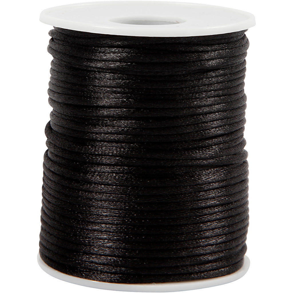 Cordone satinato Creativ Company, spessore 2 mm, nero, 50 m 1 rotolo