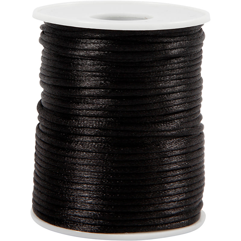 Cordón satinado Creativ Company, grosor 2 mm, negro, 50 m 1 rollo