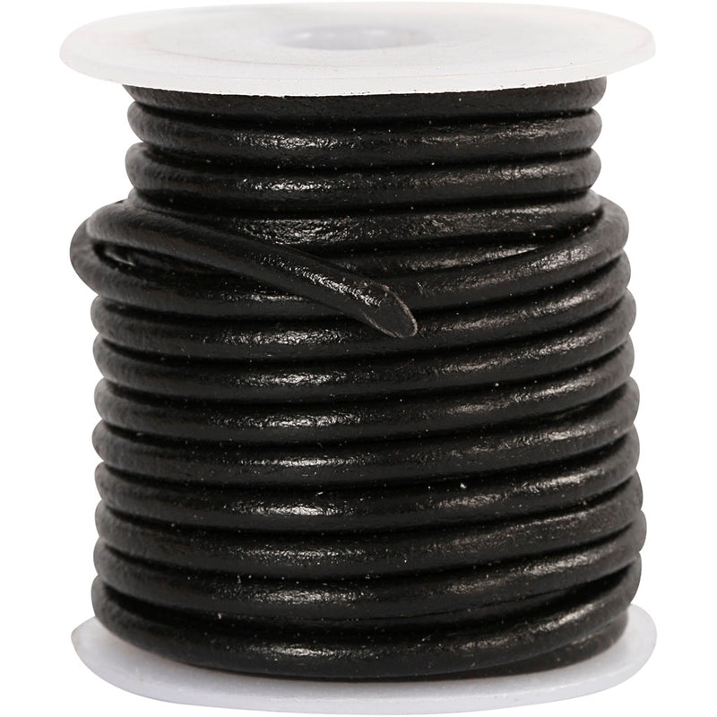 Cordoncino in cuoio Creative Company, spessore 3 mm, nero, 5 m 1 rotolo