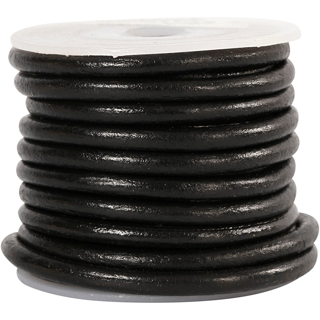 Cordoncino in cuoio Creative Company, spessore 4 mm, nero, 5 m 1 rotolo