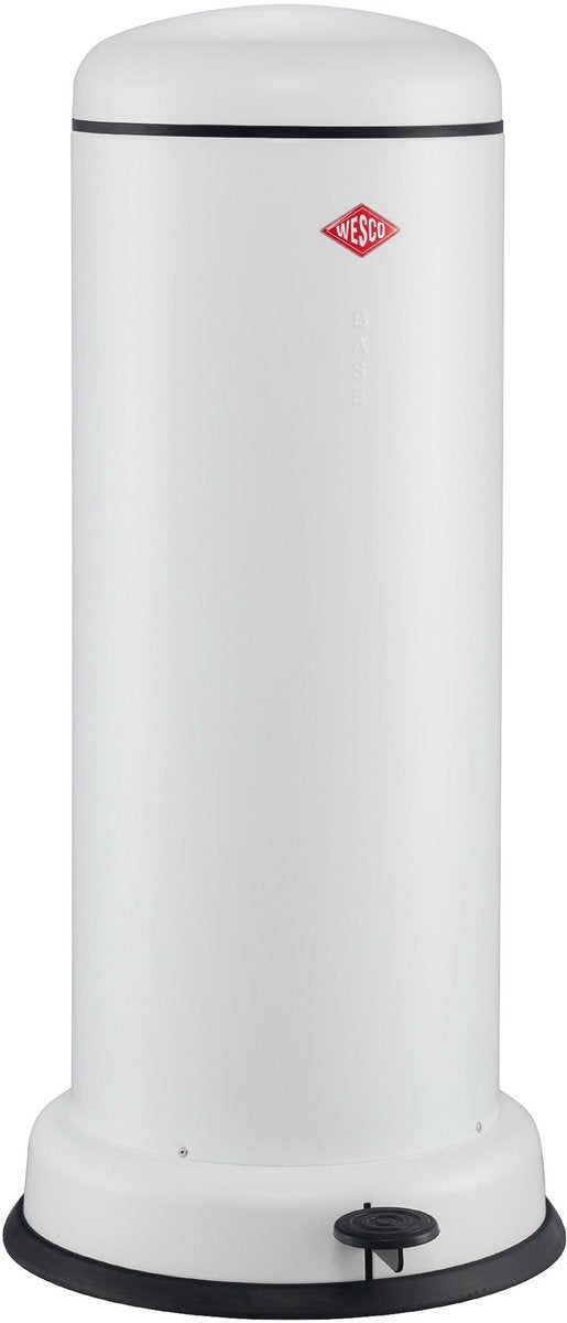 Papelera Wesco baseboy grande con cierre suave | 30 litros | metal - blanco mate | cubo de basura con pedales