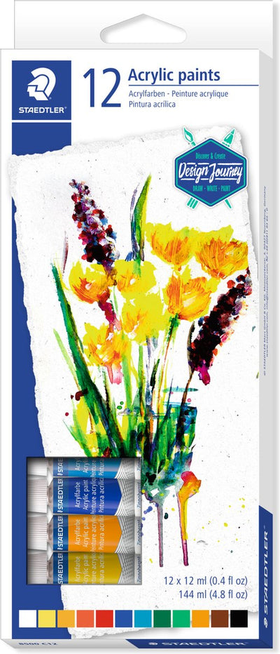 Staedtler design travel - pintura acrílica karat - juego de 12 tubos de 12 ml