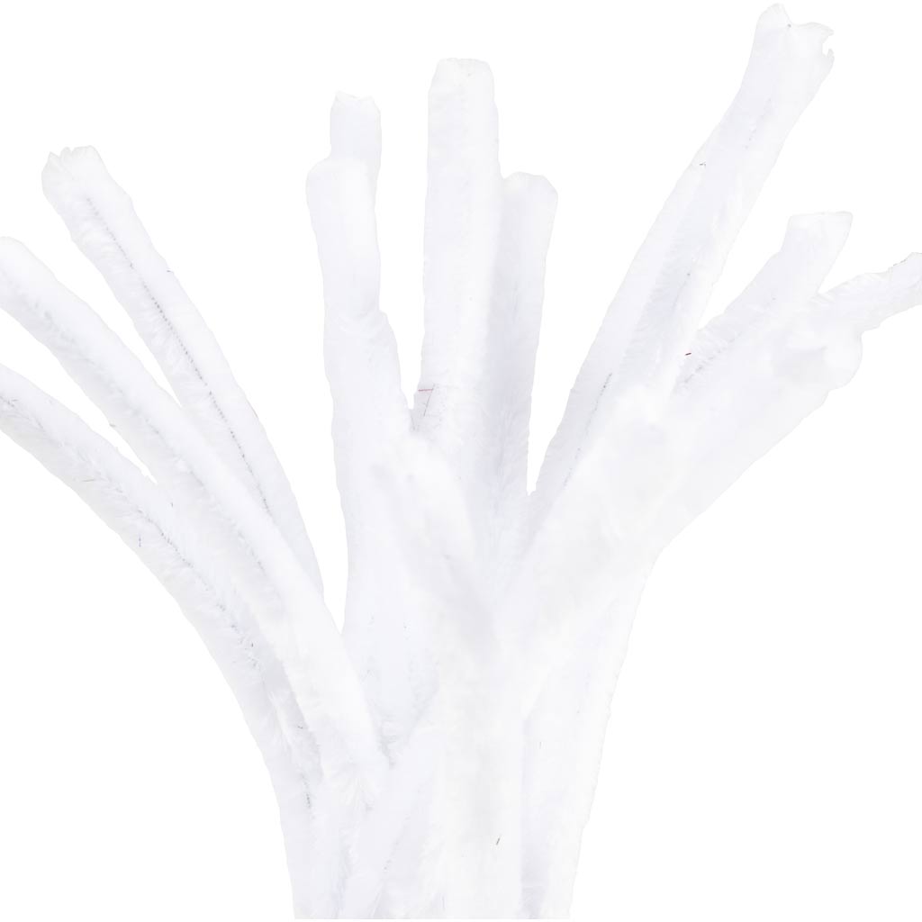Creativ company chenille, l: 30 cm, thickness 15 mm, white, 15 pieces 1 box