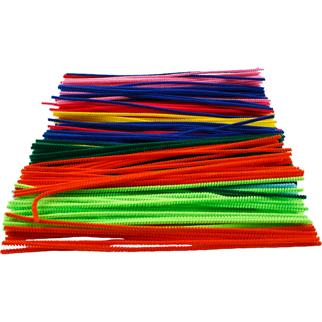 Creativ Company Chenille, L: 30 cm, thickness 4 mm, various colors, 300 div 1 box