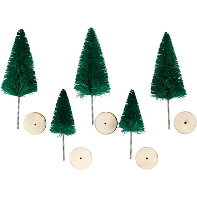 Alberi di Natale Creative Company, h: 40+60 mm, verde, 5 pezzi 1 scatola