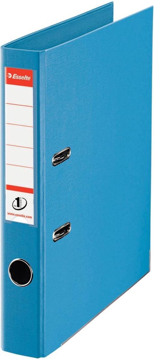 Raccoglitore Esselte n.1 Power A4 in plastica con porta etichette - 2 anelli - larghezza dorso 50mm - capacità 350 fogli - azzurro