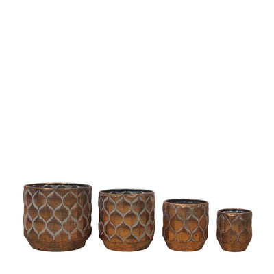 Naturel collections flower pot set 4-piece metal with plastic