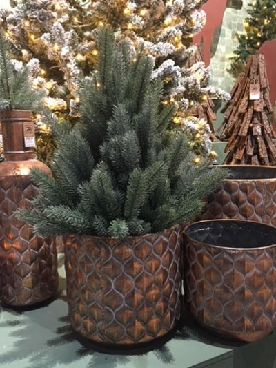 Naturel collections flower pot set 4-piece metal with plastic