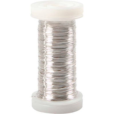 Alambre plateado de la compañía de creativ, espesor de 0.3 mm, plateado, 50 gr, 100 m 1 rollo