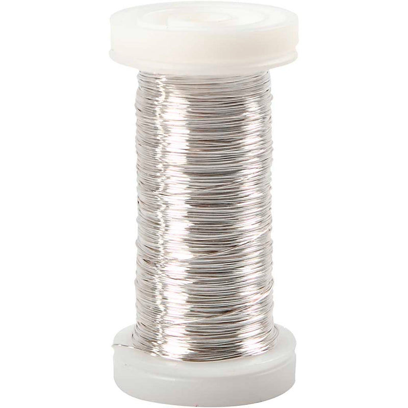 Alambre plateado de la compañía de creativ, espesor de 0.3 mm, plateado, 50 gr, 100 m 1 rollo
