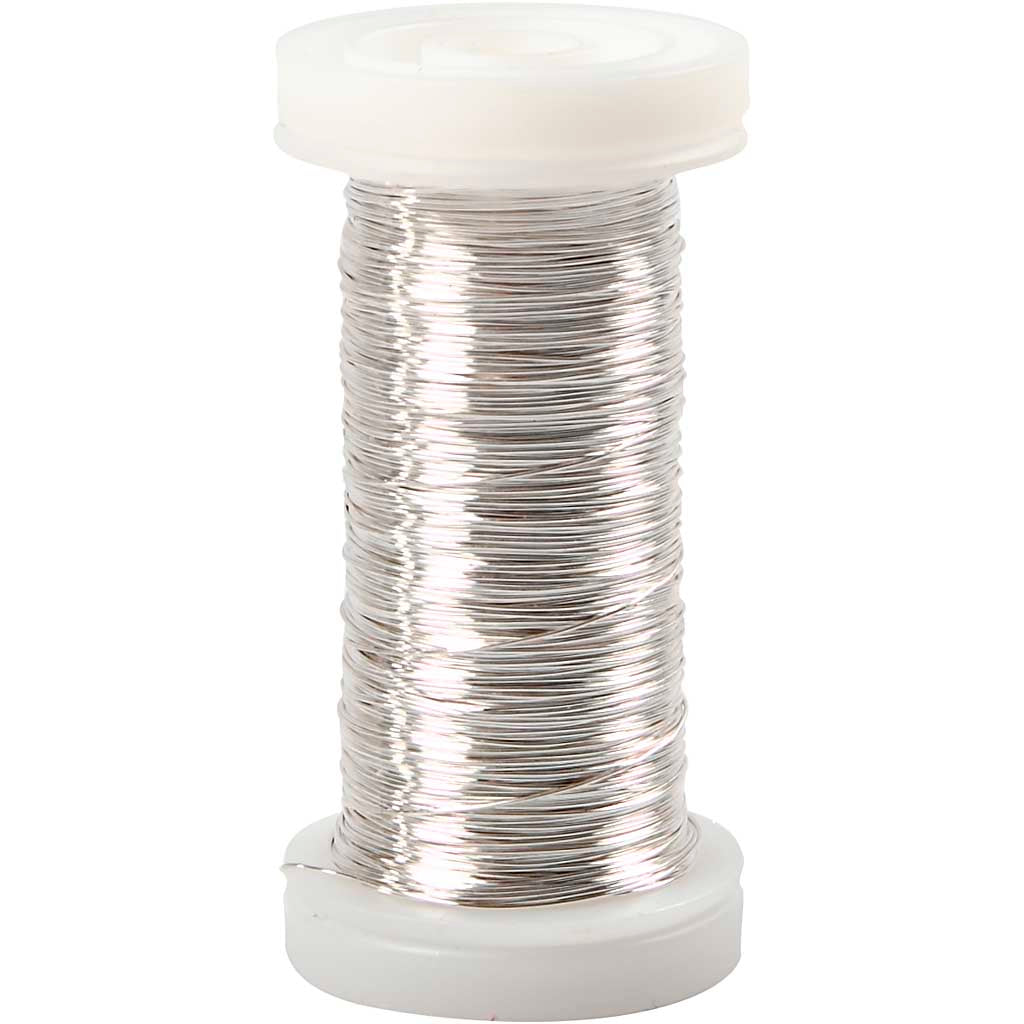 Alambre plateado de la compañía de creativ, espesor de 0.3 mm, plateado, 50 gr, 100 m 1 rollo
