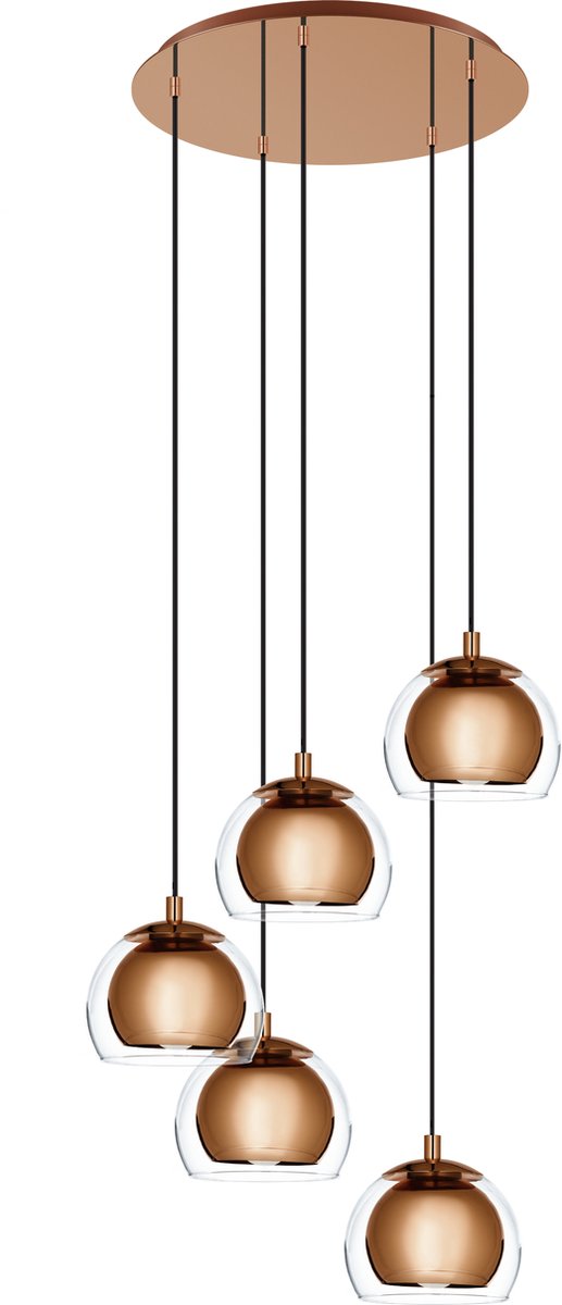 Eglo rocamar 1 hanglamp - e27 - ø 58,5 cm - glas - koper