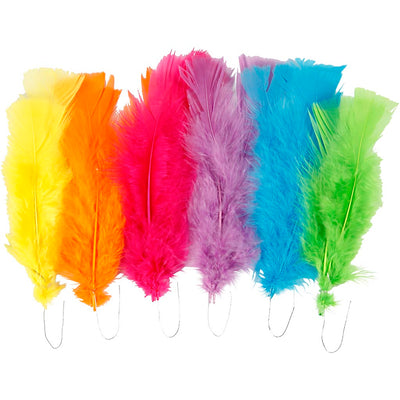 Plumas de la empresa Creativ, l: 11-17 cm, varios colores, 18 ovillos 1 caja