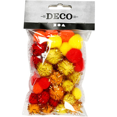 Pompon Creativ company, d 15+20 mm, arancione, rosso, giallo, 48 div 1 scatola