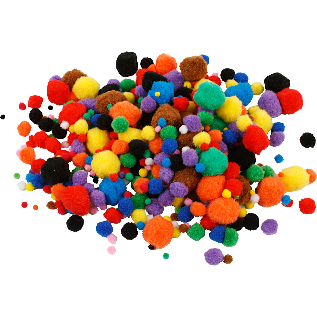 Pompon Creative Company, d 5-40 mm, ca. 150 pezzi, vari colori, 42 g 1 scatola