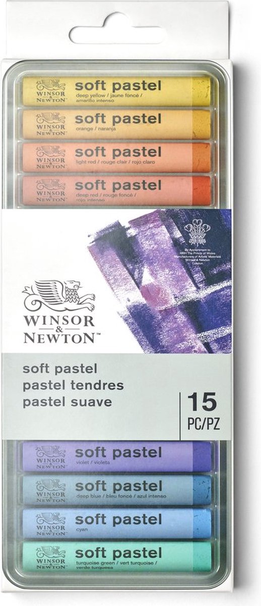 Winsor Newton 1790001 Soft Pastel Box – 15 pezzi, gessetti pastello per disegnare e dipingere, altamente pigmentati resistenti alla luce