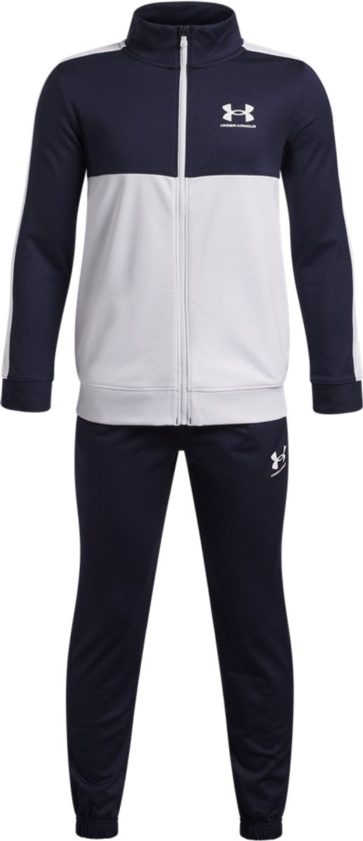 Under armour ua rival cb knit track suit-blu jongens trainingspak - midnight navy - wit