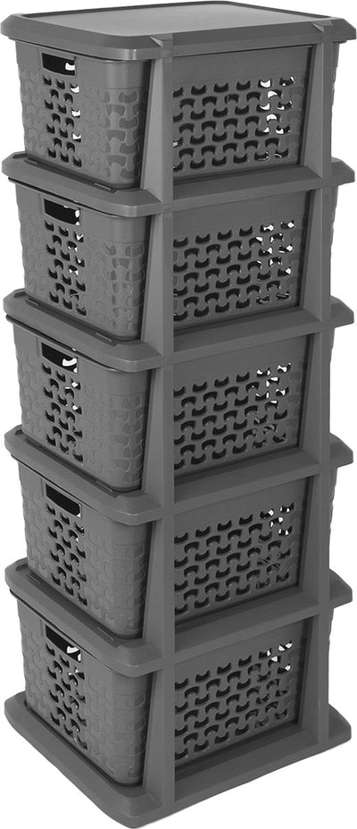 Branq - sistema di cassetti - mobile con 5 cestelli - 24 x 29,5 x 80 cm - grigio scuro