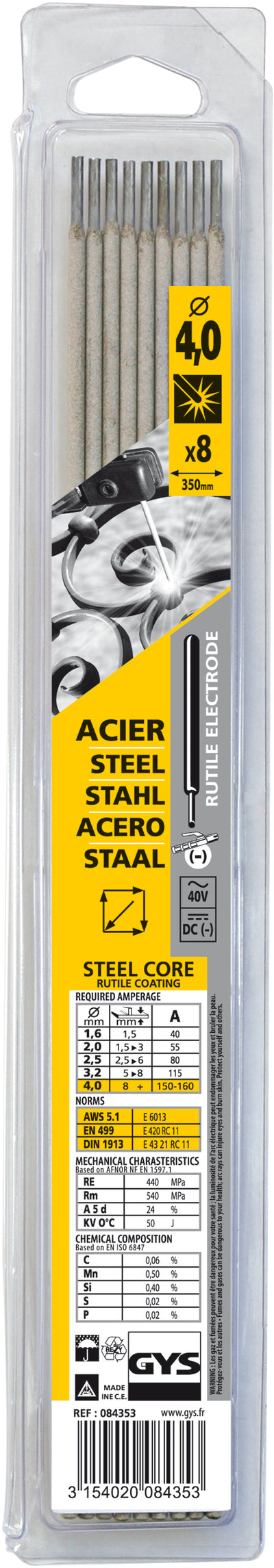 Electrodos Gys acero o4.0mm (x8) - 5193084353 5193084353