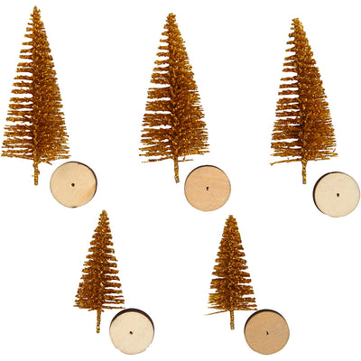 Alberi di Natale Creative Company, h: 40+60 mm, oro, 5 pezzi 1 scatola