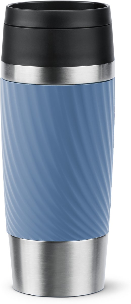 Tazza da viaggio Tefal Classic Twist - bottiglia thermos - 0,36 l - blu - compatta - a tenuta stagna - adatta per il caffè