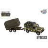 Kids Globe Die Cast Land Rover con Trailer Army, 27 cm