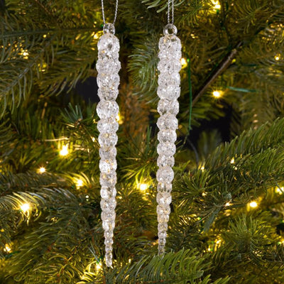 Decoris Ciondolo natalizio ghiacciolo glitter 14cm 2 pz.