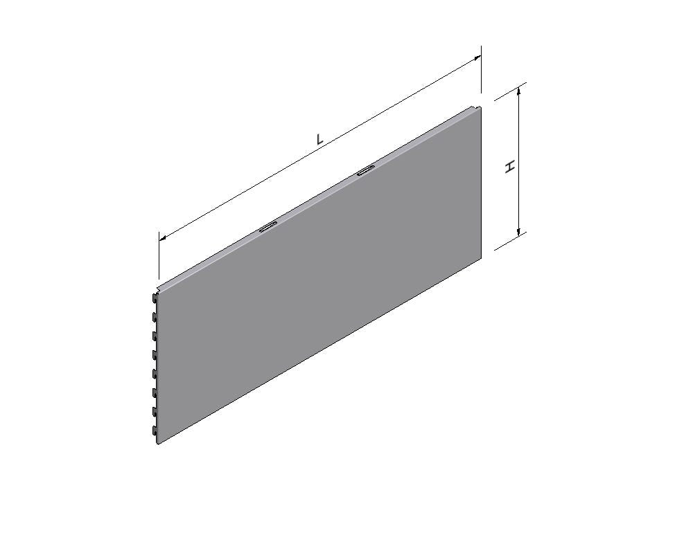 Material de estantería pared trasera lisa altura 10 longitud 100 plata