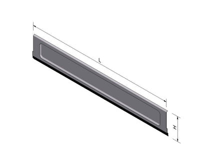 Materiale libreria zoccolo altezza 16 profondità 47 argento