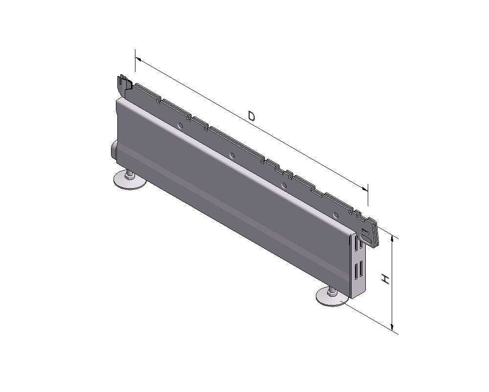 Base de material de estantería con estribo de soporte altura 16 profundidad 37 plata