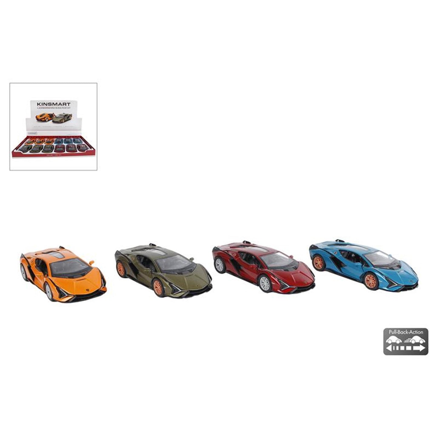 Kinsmart lamborghini sian die cast retroceder 1:40