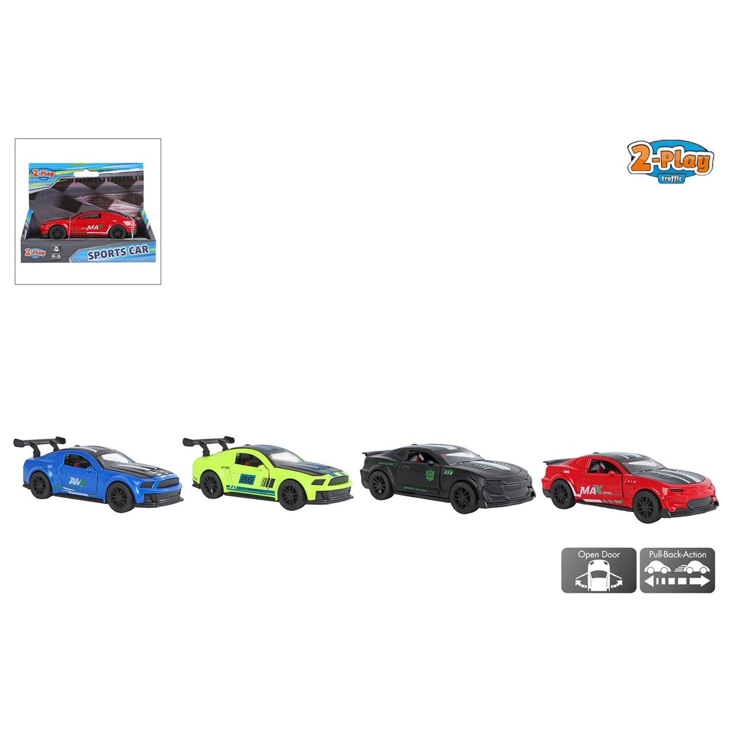 Auto sportiva a 2 giochi con arretramento di 11,5 cm