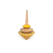 Houten tol geom geel. 8 x 5 x 15 cm. 5+ - afbeelding 1