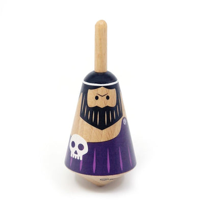 Greek wooden spinning top: hades. 3.5x3.5x8 cm.